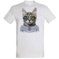 T-shirt fillette Chat Lunettes Luz Saint Sauveur Blanc 4 ans