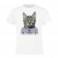 T-shirt fillette Chat Lunettes Soulac sur Mer Blanc 2 ans