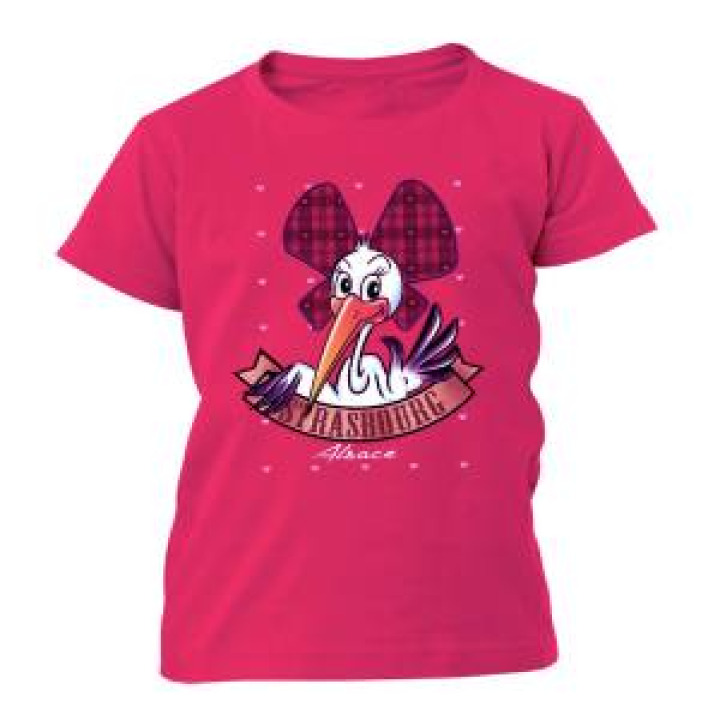 Tshirt fillette Cigogne Fille Alsace Fuschia 2 ans