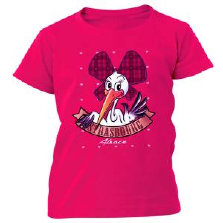 T-shirt fillette Cigogne Fille Strasbourg Alsace France Blanc 6 ans