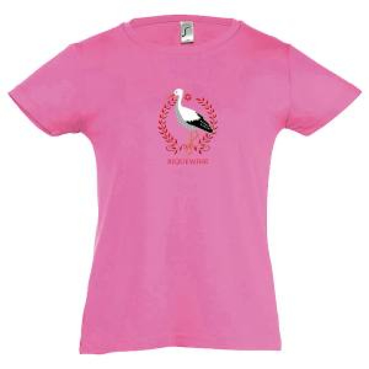 Tshirt fillette Cigogne Riquewihr Alsace  Strass Rose Orchidée 2 ans