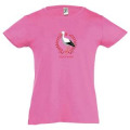 T-shirt fillette Cigogne Riquewihr Alsace + Strass Rose Orchidée 2 ans