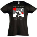 T-shirt fillette Deux Chats avec Cœurs Mont Saint Michel Noir Profond 2 ans