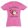T-shirt fillette Elle D&eacute;coiffe !! la Licorne Basque Hendaye Rose Orchid&eacute;e 2 ans