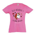 T-shirt fillette Elle D&eacute;coiffe !! la Licorne Basque Saint Jean de Luz Rose Orchid&eacute;e 2 ans
