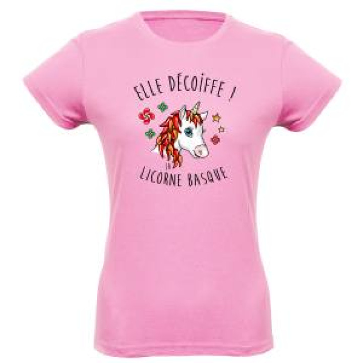 Tshirt fillette Elle Décoiffe  la Licorne Basque Fuschia 4 ans