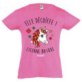 T-shirt fillette Elle D&eacute;coiffe !! la Licorne de Bidart Rose Orchid&eacute;e 2 ans