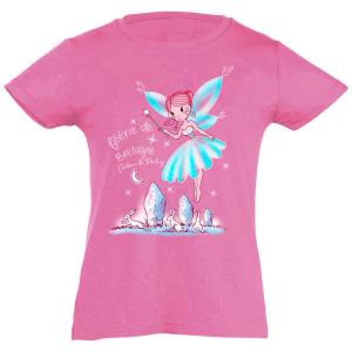 Tshirt fillette Feerie de Bretagne  Château de Pontivy  Strass Rose Orchidée 4 ans
