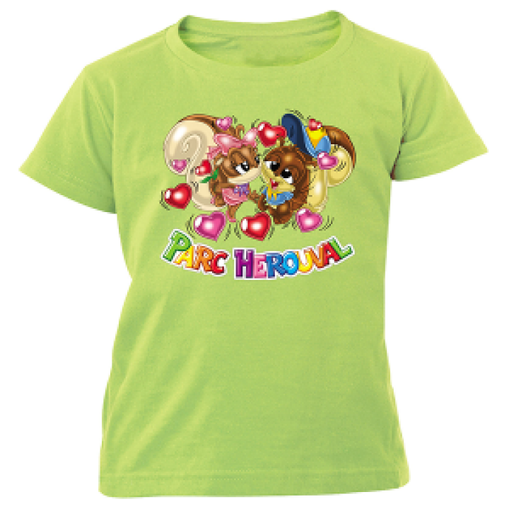 Tshirt fillette Fille et Garçon Bisous Parc Herouval Vert Pomme 2 ans