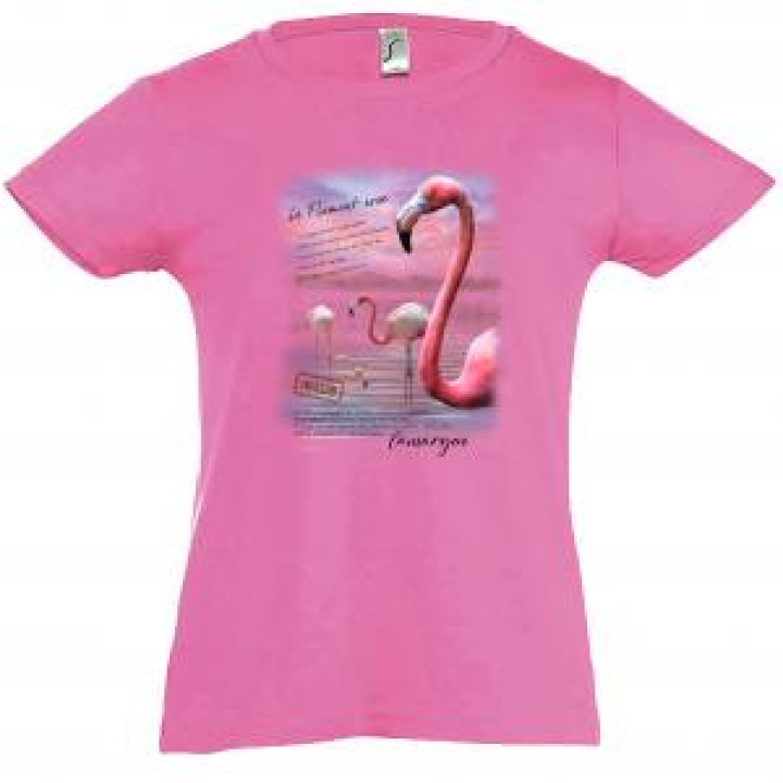 Tshirt fillette Flamant Rose Camargue Rose Orchidée 4 ans