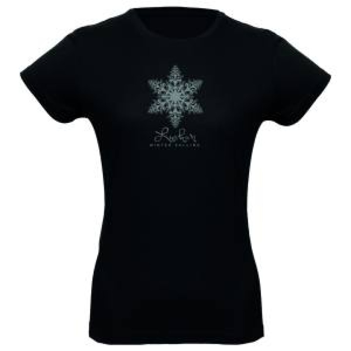 Tshirt fillette Flocon de Neige Luchon  Strass Noir Profond 6 ans
