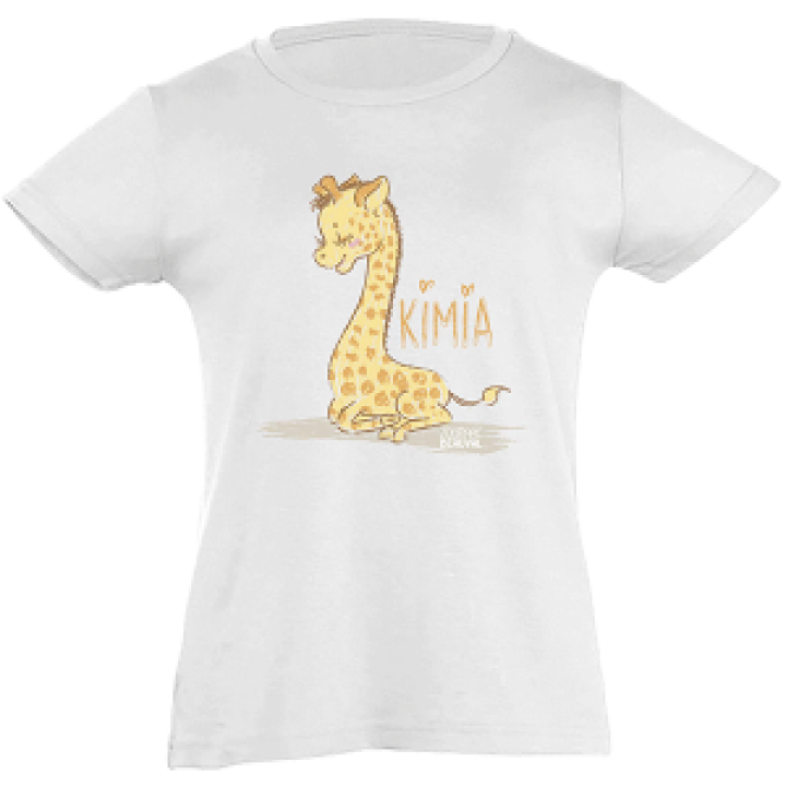 Tshirt fillette Girafon Kimia Zoo de Beauval Blanc 4 ans