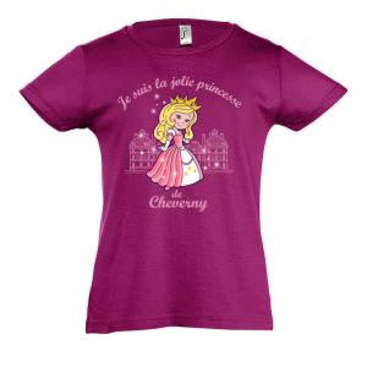 Tshirt fillette Je suis la Jolie Princesse de Cheverny Fuschia 4 ans