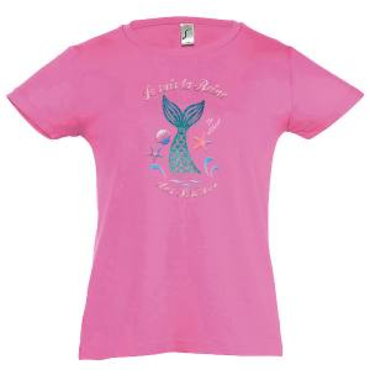 Tshirt fillette Je suis la Reine des Sirènes Île dOléron  transfert Sirène Rose Orchidée 4 ans