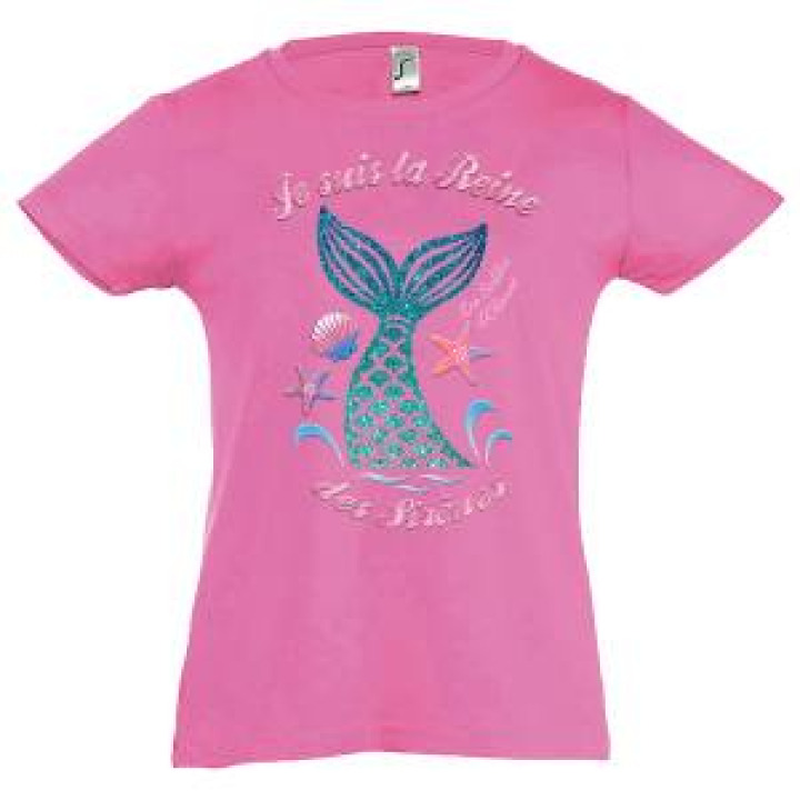 Tshirt fillette Je suis la Reine des Sirènes  transfert Sirène les Sables dOlonne Rose Orchidée 2 ans