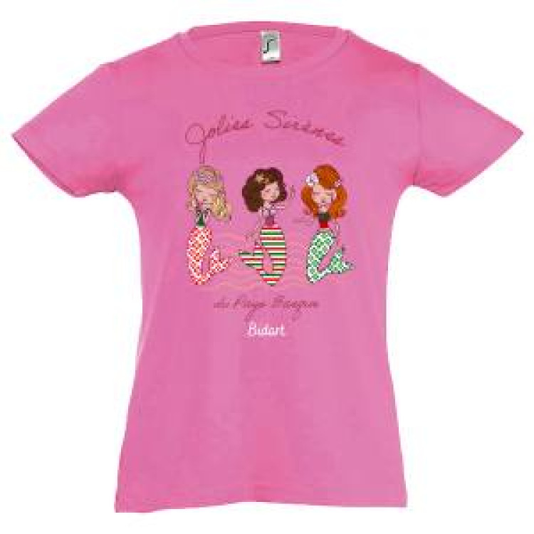 T-shirt fillette Jolies Sir&egrave;nes de Bidart Rose Orchid&eacute;e 4 ans
