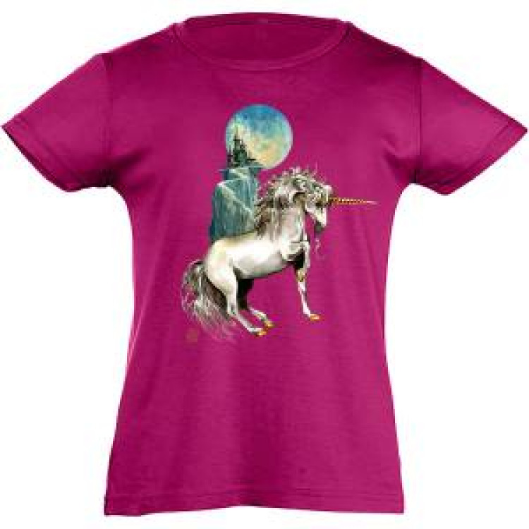 T-shirt fillette Licorne Fuschia 12 ans
