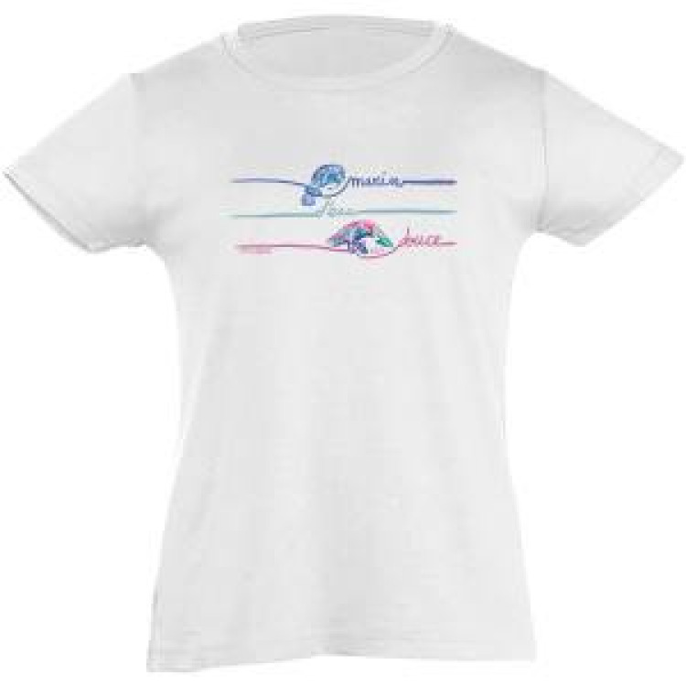 T-shirt fillette Marin D'eau Douce Zoo de Beauval (Largeur 22cm) Haut du Dessin &agrave; 6cm du Bas de l&rsquo;ecolure Blanc 10 ans