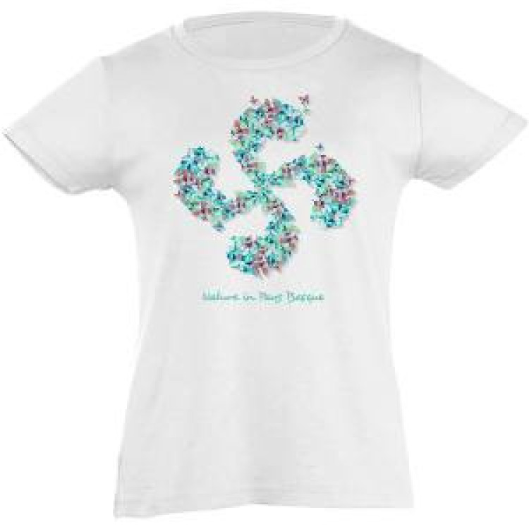 T-shirt fillette Papillon Croix Basque Pays Basque Blanc 2 ans