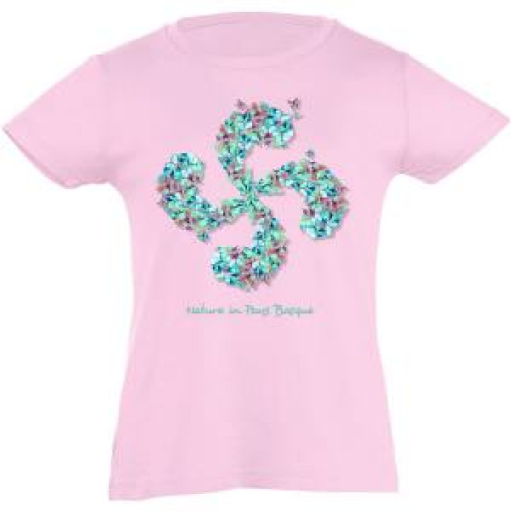 Tshirt fillette Papillon Croix Basque Pays Basque Rose Orchidée 2 ans
