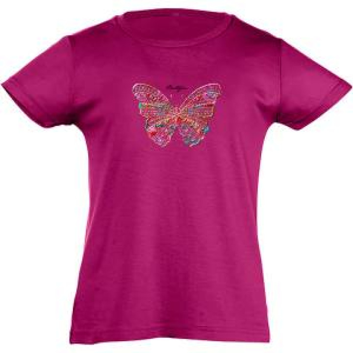 Tshirt fillette Papillon  Strass Fuschia 2 ans