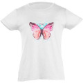 T-shirt fillette Papillon + Strass Blanc 2 ans