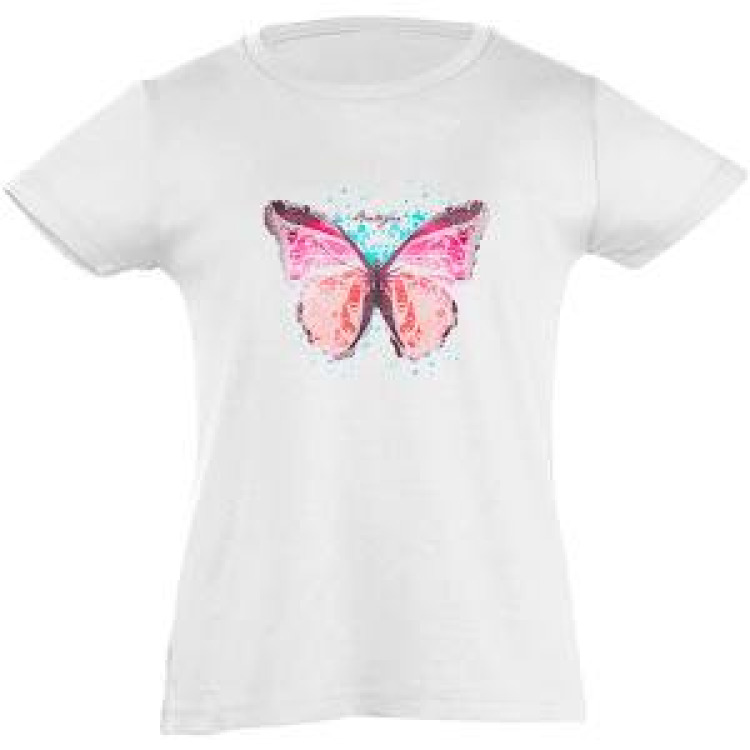 T-shirt fillette Papillon + Strass Fuschia 10 ans