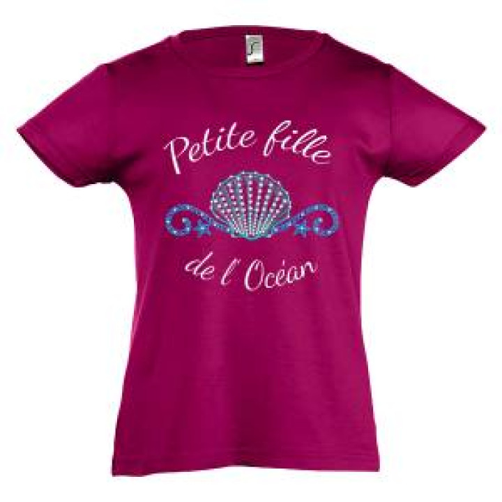 Tshirt fillette Petite Fille de locéan  Strass Fuschia 2 ans