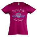 T-shirt fillette Petite Fille de l&rsquo;oc&eacute;an + Strass Fuschia 2 ans
