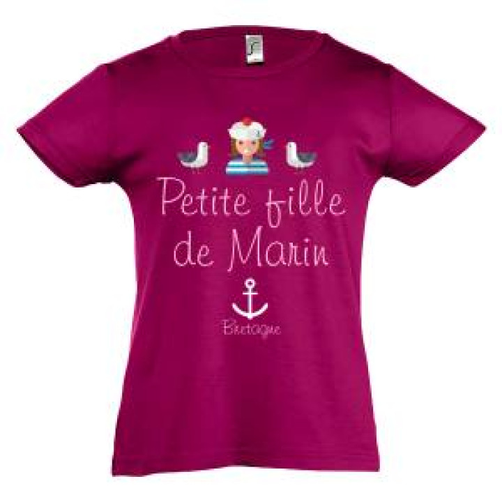 Tshirt fillette Petite Fille de Marin Bretagne Fuschia 2 ans