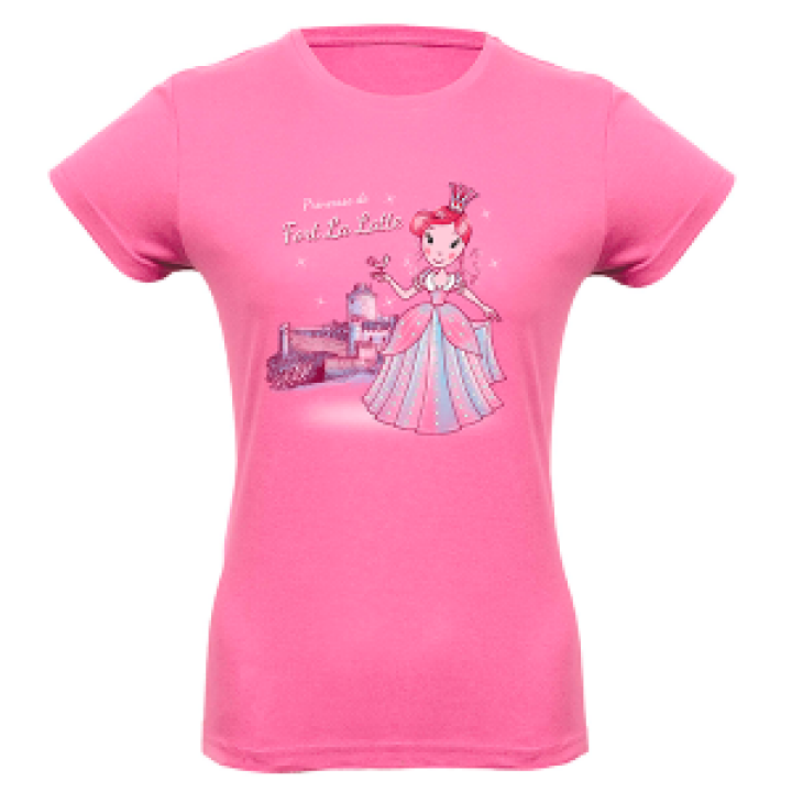 Tshirt fillette Princesse Fort Lalatte  Strass Rose Orchidée 4 ans