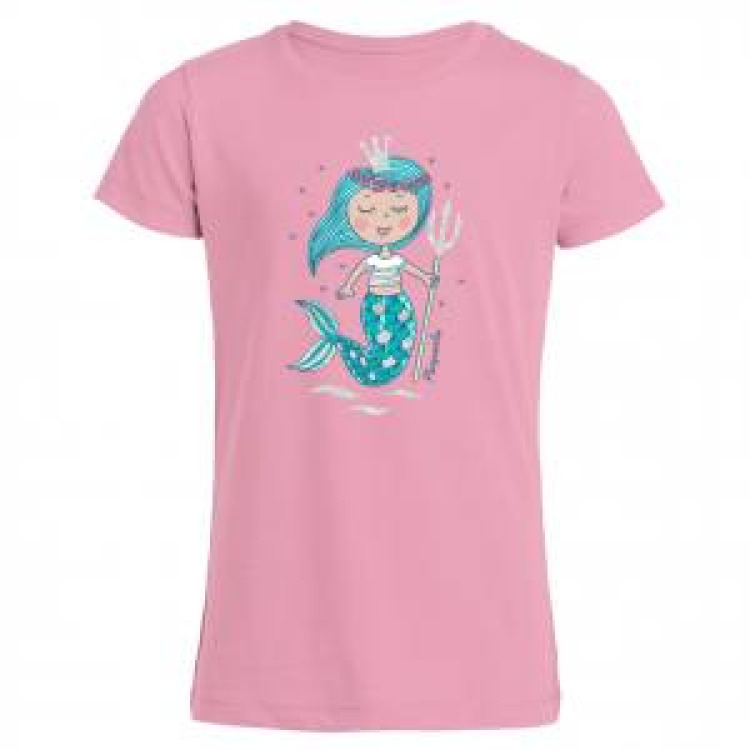 T-shirt fillette Reine des Sir&egrave;nes Plougonvelin + transfert Paillettes Rose Orchid&eacute;e 2 ans