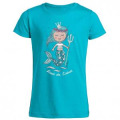 T-shirt fillette Reine des Sir&egrave;nes + transfert Paillettes Bleu Atoll 2 ans