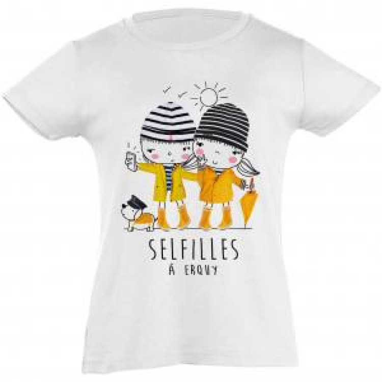 T-shirt fillette Selfilles &agrave; Erquy Blanc 2 ans