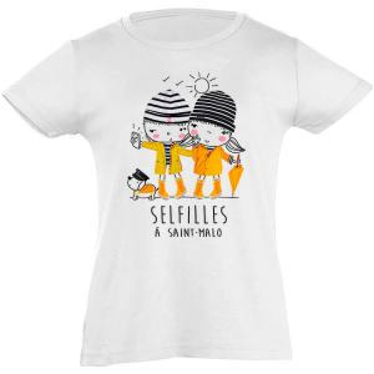 T-shirt fillette Selfilles &agrave; Saint Malo Blanc 2 ans