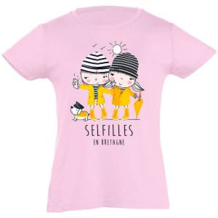 Tshirt fillette Selfilles en Bretagne Rose Moyen 2 ans