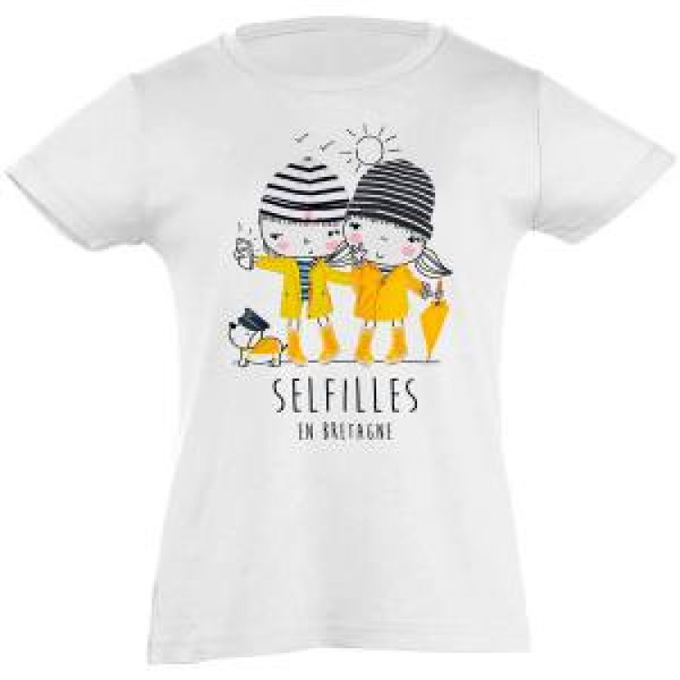 T-shirt fillette Selfilles en Bretagne Blanc 4 ans