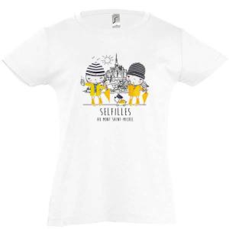 T-shirt fillette Selfilles Mont Saint Michel Blanc 2 ans