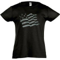 T-shirt fillette Transfert Paillette Argent Drapeau Bretagne Noir Profond 2 ans
