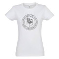 T-shirt fillette Transfert Paillette Chaise Nice Baie des Anges dans un Cercle Version Argent Rose O