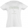 T-shirt fillette Transfert Paillette Cigogne Alsace France Version Argent Violet Foncé 2 ans