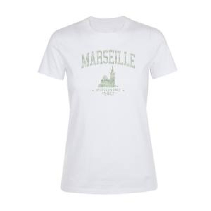 Tshirt fillette Transfert Paillette Notre Dame de la Garde Marseille Méditerranée Version Argent 