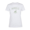 T-shirt fillette Transfert Paillette Notre Dame de la Garde Marseille Méditerranée (Version Argent) 
