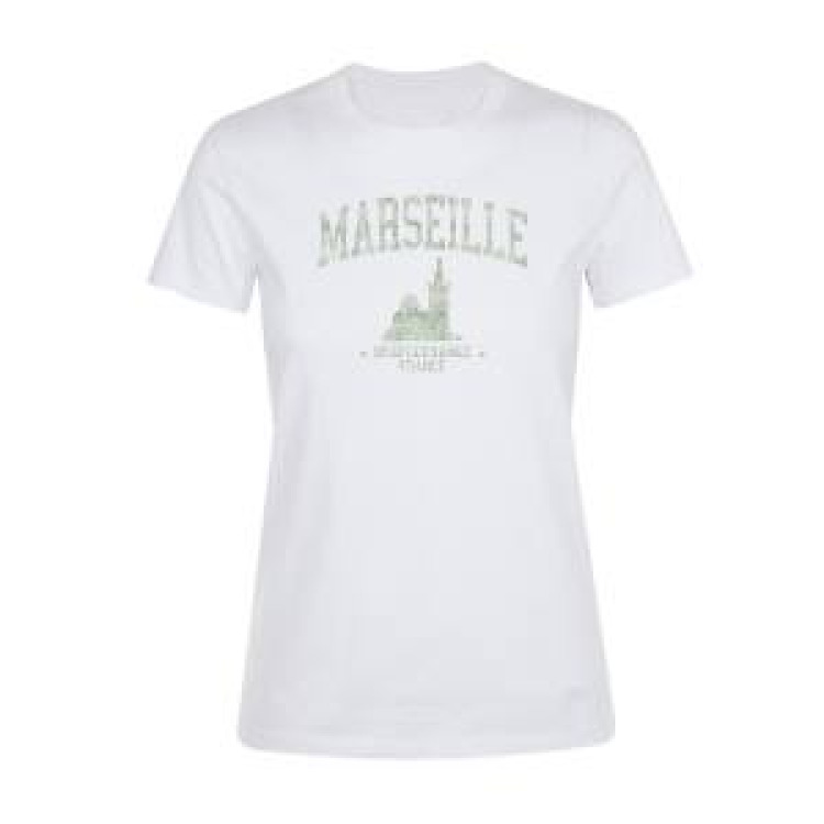 T-shirt fillette Transfert Paillette Notre Dame de la Garde Marseille Méditerranée (Version Argent) 