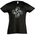 T-shirt fillette Transfert paillettes Argent Croix Basque Noir Profond 8 ans