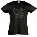 T-shirt fillette Transfert paillettes d&eacute;coupe de l&rsquo;ile - Belle Ile Noir Profond 6 ans