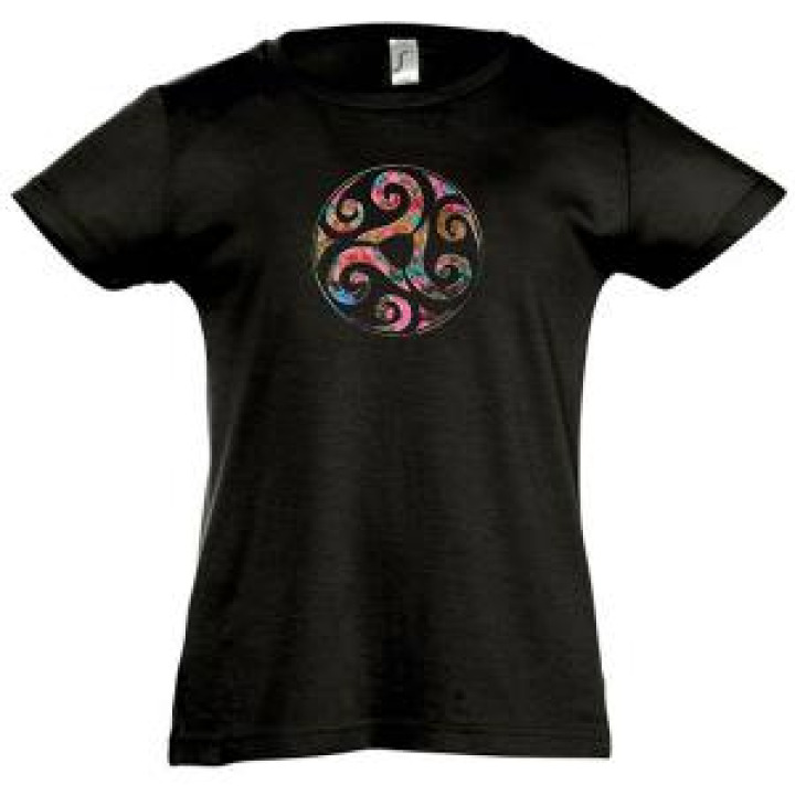 Tshirt fillette Triskell  transfert Strass Noir Profond 2 ans