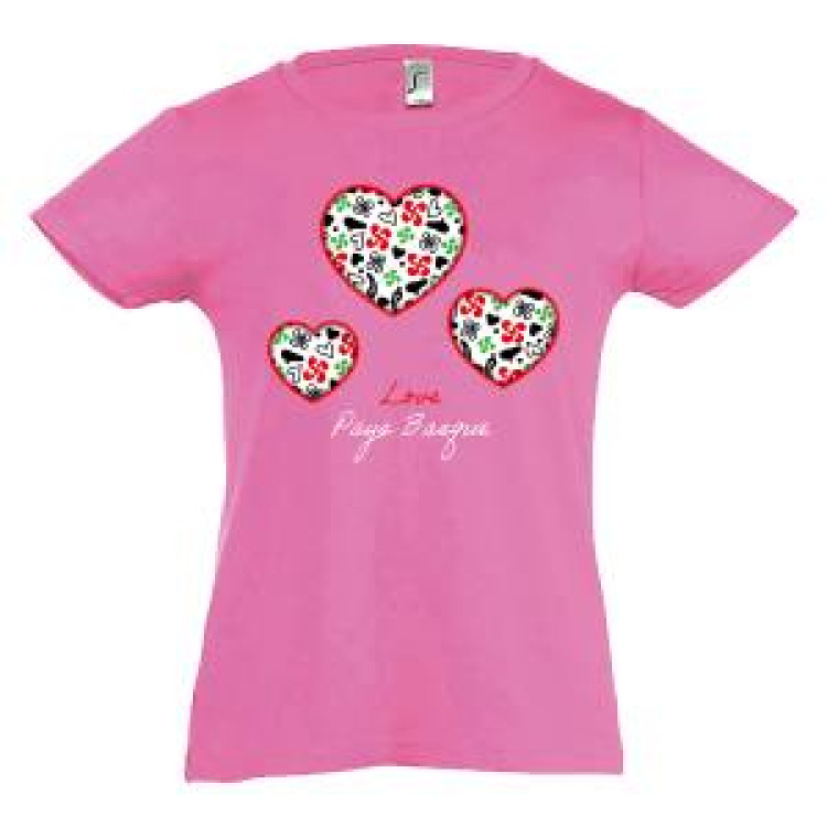 T-shirt fillette Trois C&oelig;urs Love Pays Basque Rose Orchid&eacute;e 4 ans