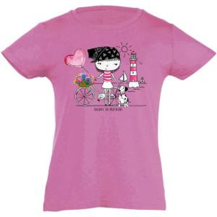 Tshirt fillette Vélo Fille Bretagne Rose Orchidée 2 ans