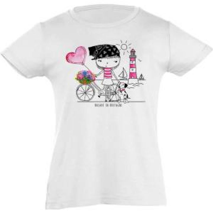 Tshirt fillette Vélo Fille Bretagne Blanc 4 ans